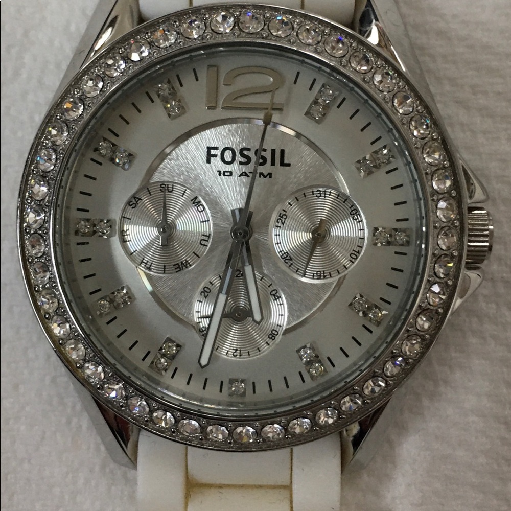 **SOLD**Fossil Watch-WhiteCrystal Bezel, **SOLD**